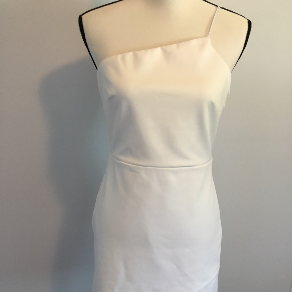 White form fitting one shoulder dress
